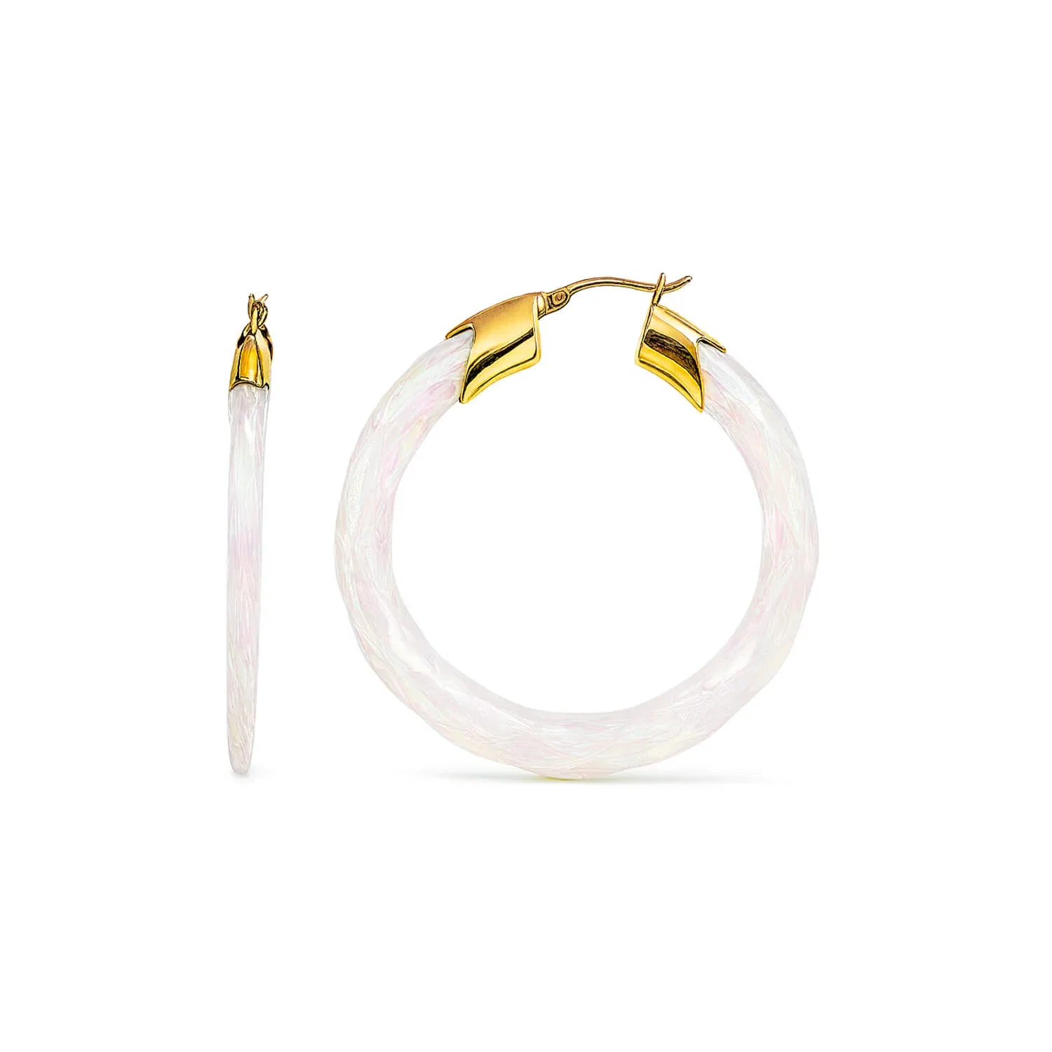 Image of Swirl Twist Lucite Birthstone Hoop Earrings