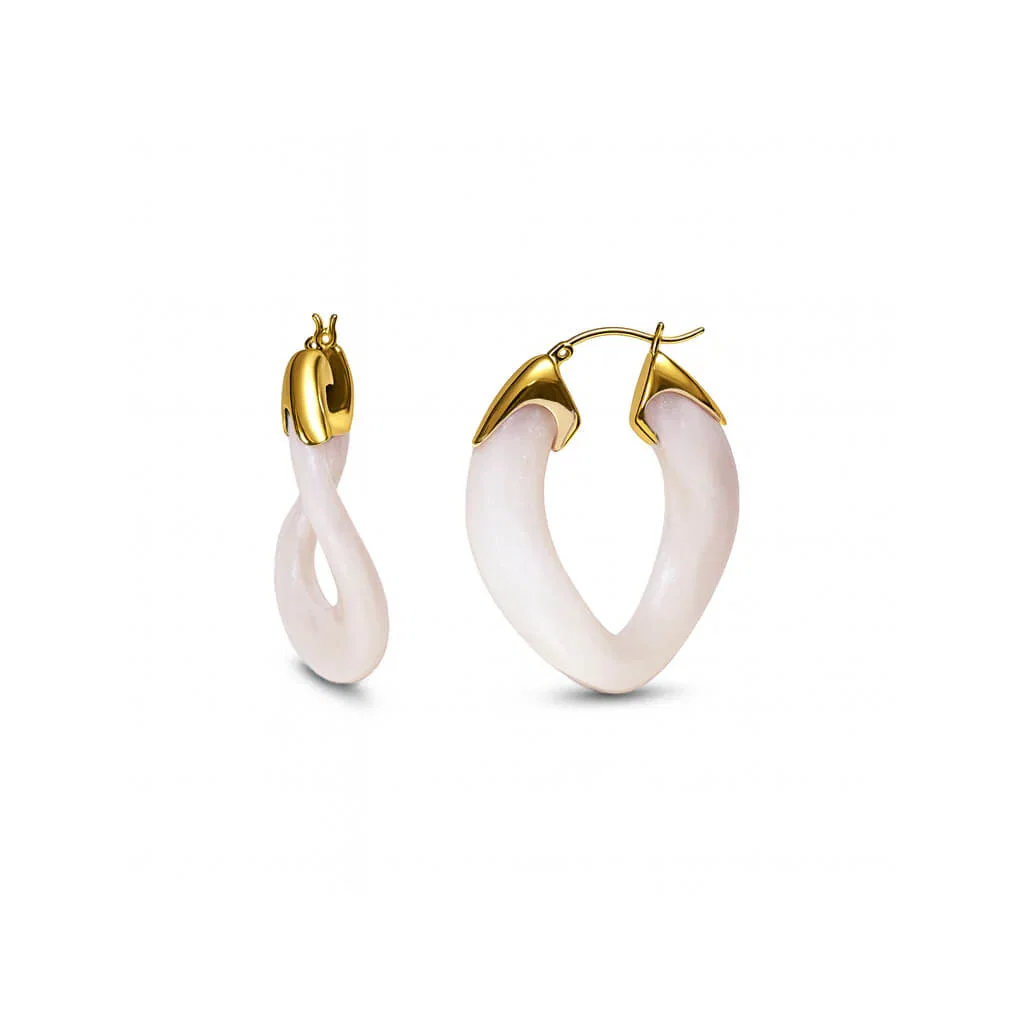 Image of Curb Link Lucite Birthstone Hoop Earrings