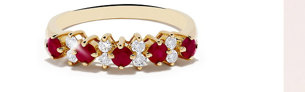 14K Yellow Gold Ruby and Diamond Band, 0.76 TCW