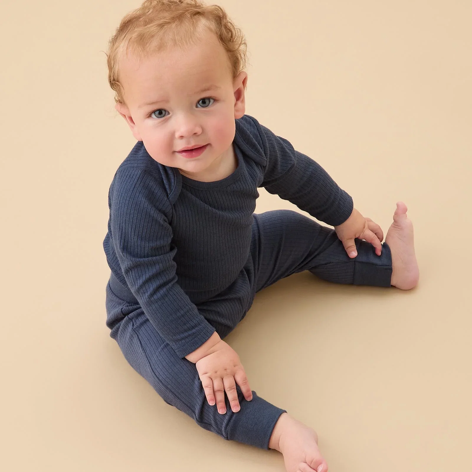 Image of Ribbed Comfy Joggers - Navy
