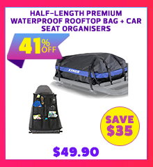 Half-Length Premium Waterproof Rooftop Bag + Car Seat Organisers