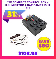 12V Compact Control Box + Illuminator 4 Bar Camp Light Kit