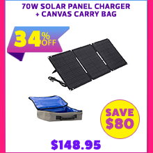 70W Solar Panel Charger + Canvas Carry Bag