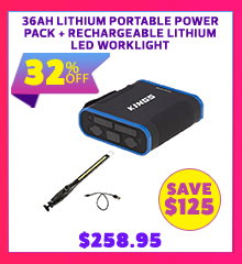 36Ah Lithium Portable Power Pack + Rechargeable Lithium LED Worklight