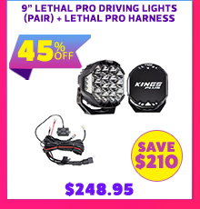 9 Lethal Pro Driving Lights (Pair) + Lethal pro harness