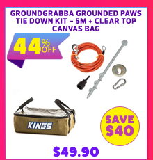 GroundGrabba Grounded Paws Tie Down Kit - 5m + Clear Top Canvas Bag