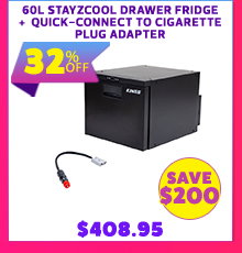 60L Stayzcool Drawer Fridge/Freezer + Quick-Connect to Cigarette Plug Adapter