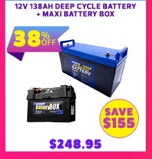 12V 138Ah Deep Cycle Battery + Maxi Battery Box