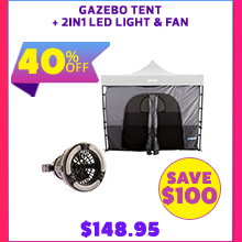 Gazebo Tent + 2in1 LED Light & Fan