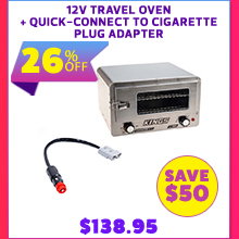 12V Travel Oven + Quick-Connect to Cigarette Plug Adapter