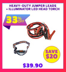 Heavy-Duty Jumper Leads + Illuminator LED Head Torch