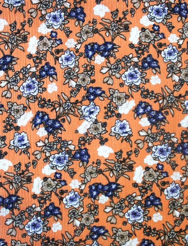 Deadstock Airflow Viscose Challis Fabric Orange