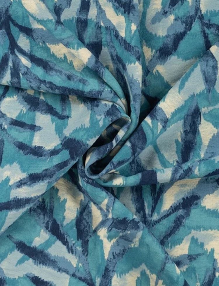 Deadstock Airflow Viscose Challis Fabric Turquoise