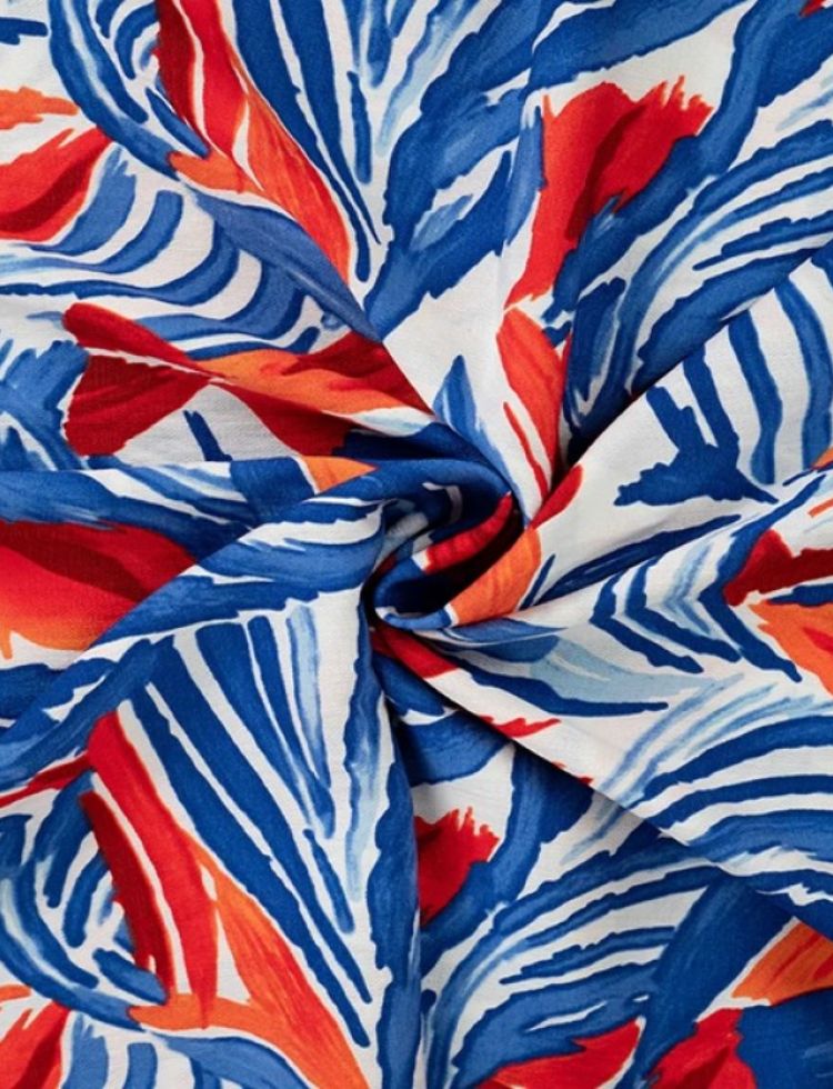 Deadstock Airflow Viscose Challis Fabric Red