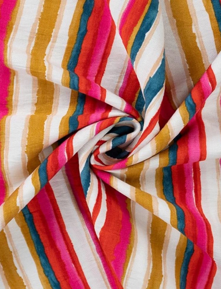 Deadstock Airflow Viscose Challis Fabric Red