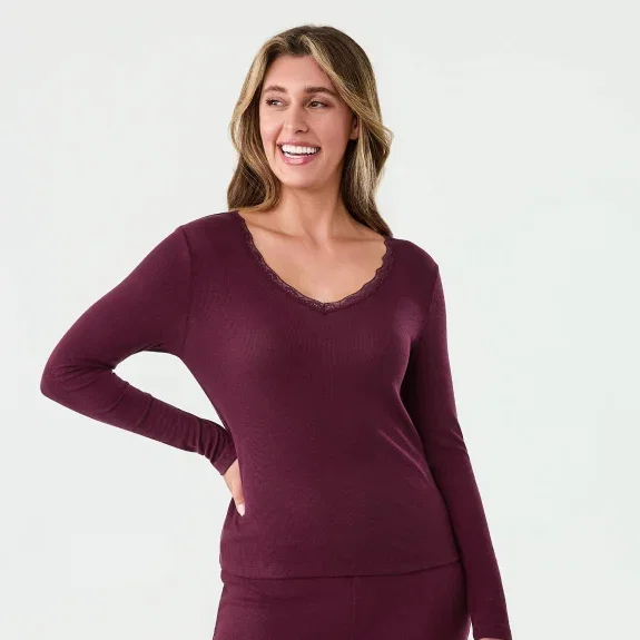 Comfort rib lace trim top $10.