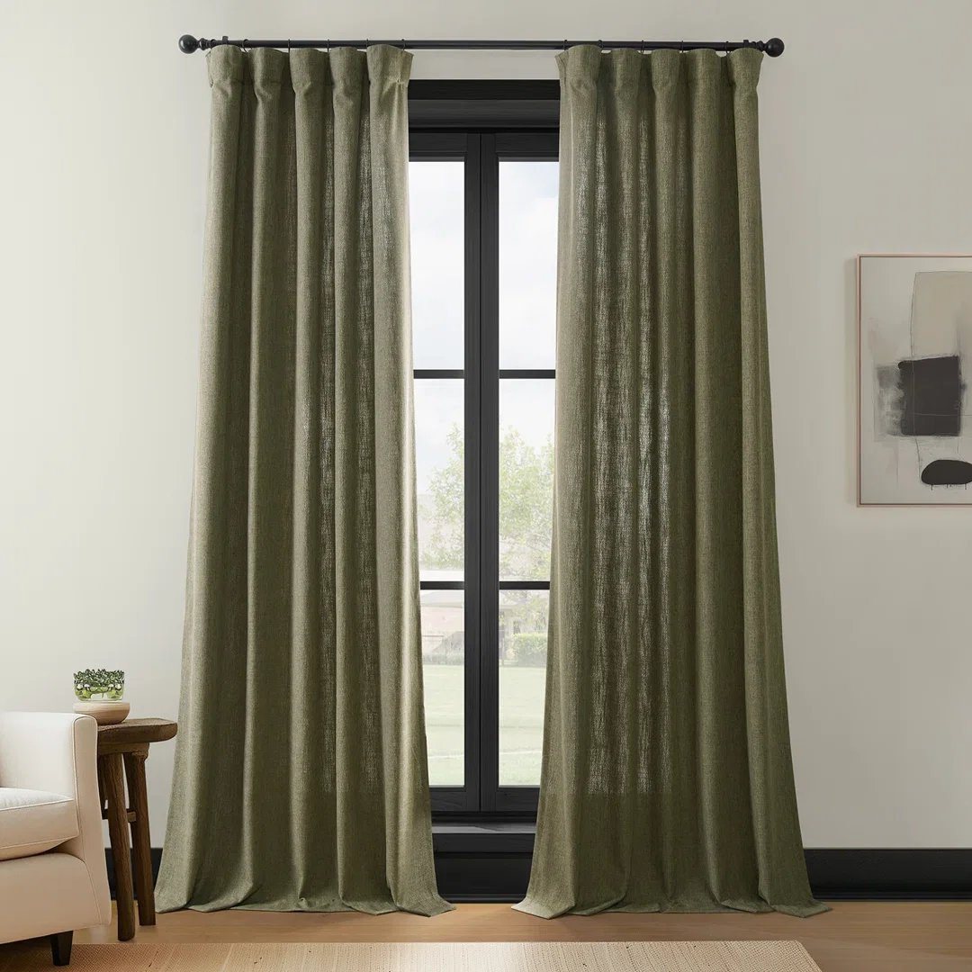 Farmbry Simply Faux Linen Curtains Pair - 2 Panels - Light Filtering Window Curtains