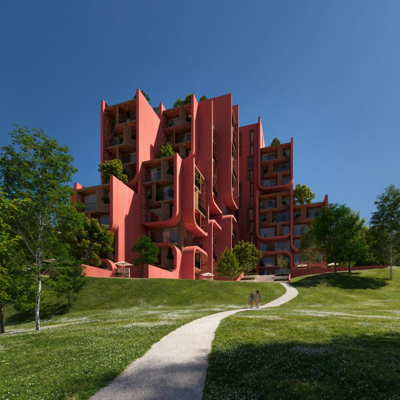Overhanging balconies to unite Albanian housing blocks by Zaha Hadid Architects