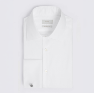 Tailored Fit Double Cuff White Twill Shirt