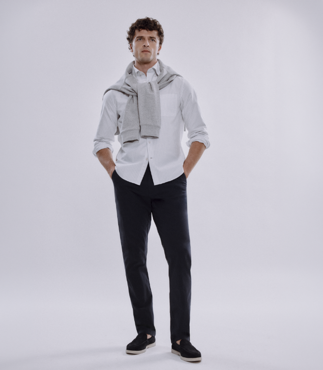 Blue Stripe Cotton Oxford Shirt