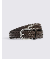 Brown Leather Woven Belt
