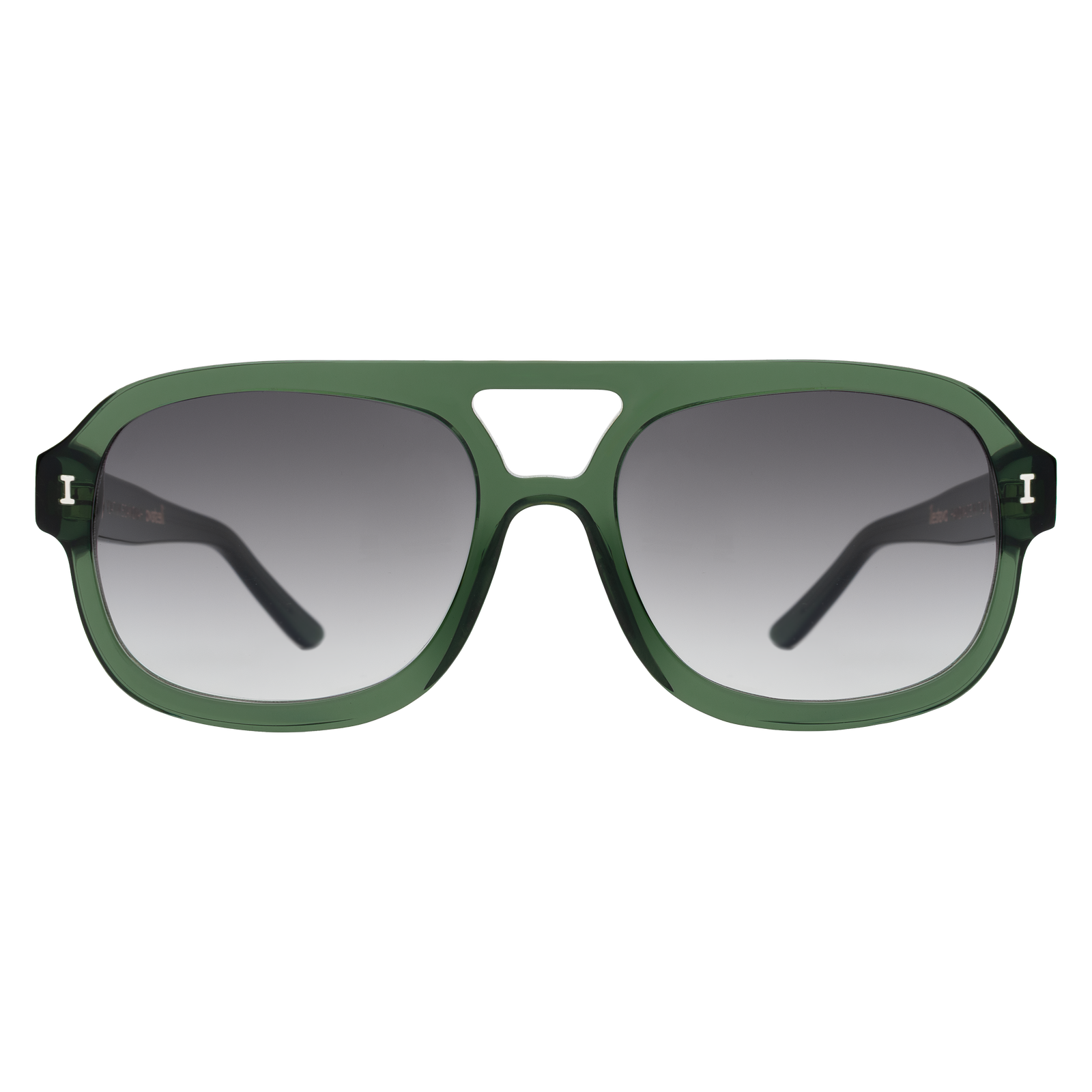 This is a product image of a pair of aviator sunglasses in pine green