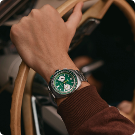 Bulova Racer Chronograph Green Dial Stainless Steel Watch 98B468