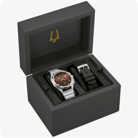 Bulova CURV Chronograph Brown Skeleton Dial 96K117