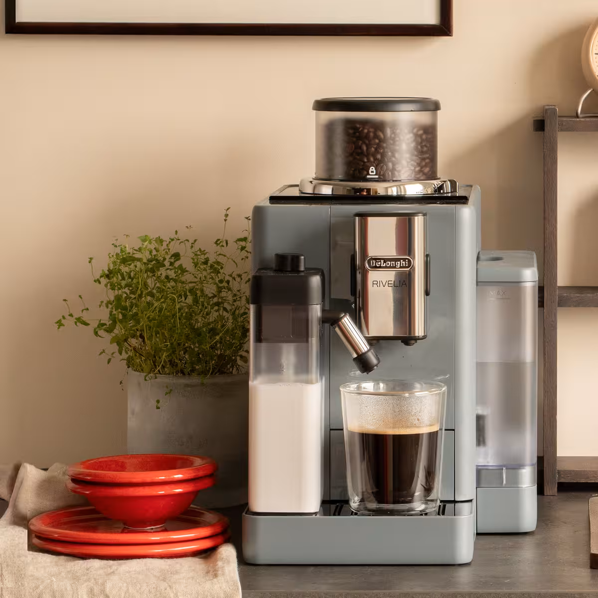  Delonghi Rivelia EXAM440.55.G Helautomatisk kaffemaskine, grå