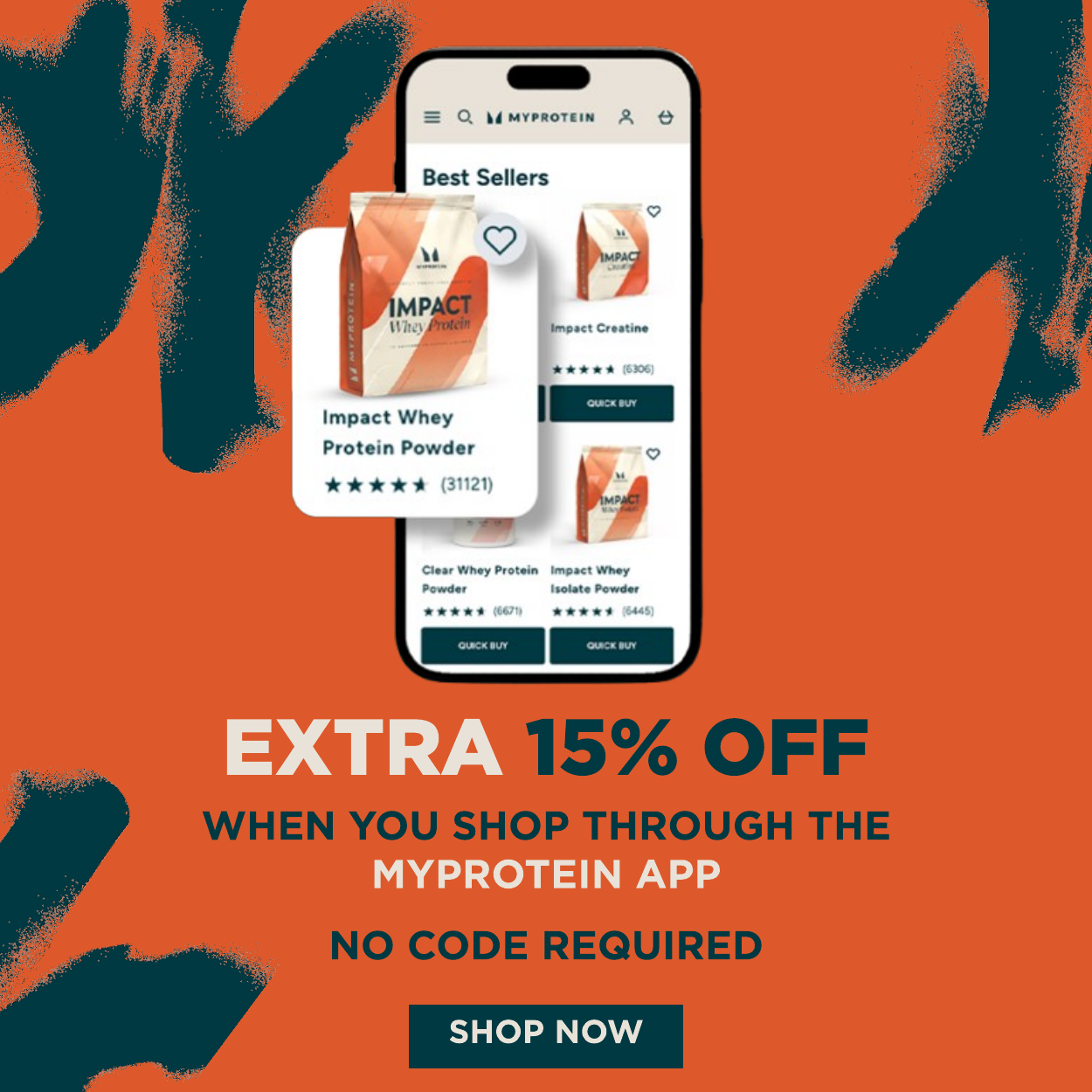 Extra 15% off the Myprotein App