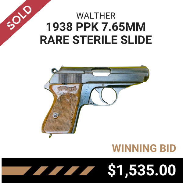 SOLD: WALTHER 1938 PPK 7.65mm Rare Sterile Slide