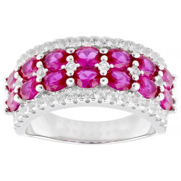 Lab Created Ruby Rhodium Over Sterling Silver Ring 2.60ctw