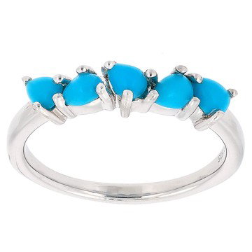 Blue Sleeping Beauty Turquoise Rhodium Over Sterling Silver Band Ring