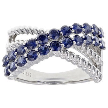 Blue Cubic Zirconia Rhodium Over Sterling Silver Ring 2.38ctw