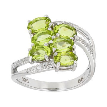 Green Peridot Rhodium Over Sterling Silver Ring 2.63ctw