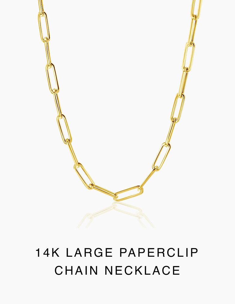 14K Large Paperclip Chain Necklace