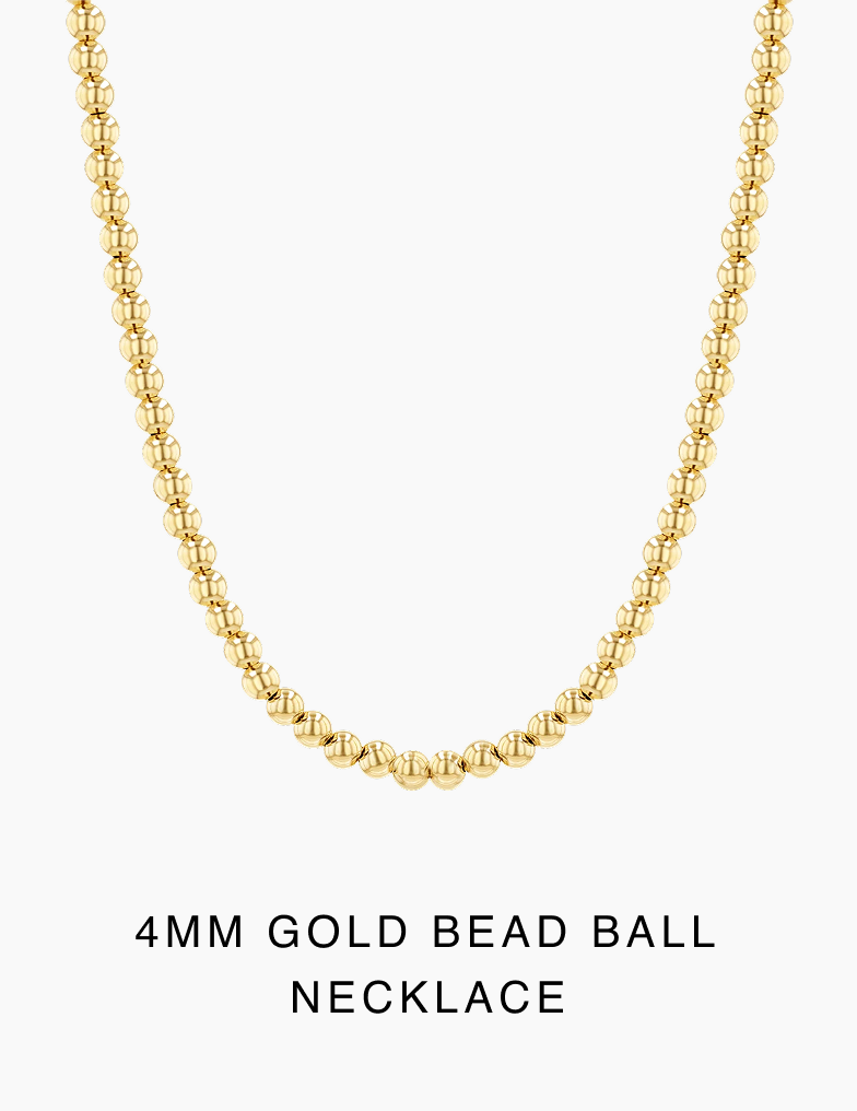 4mm Gold Bead Ball Necklace