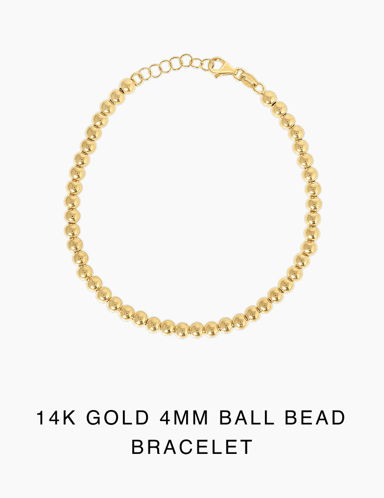 14K Gold 4mm Ball Bead Bracelet