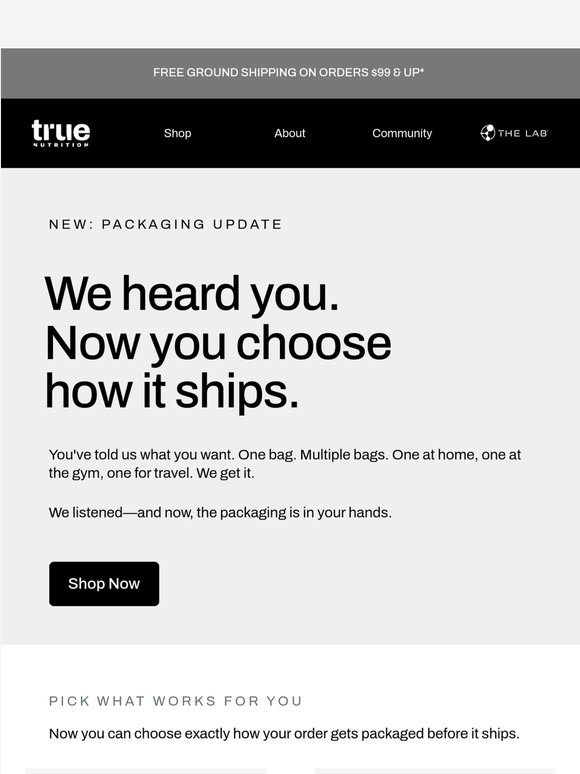 We heard you—Now choose how it ships 📦