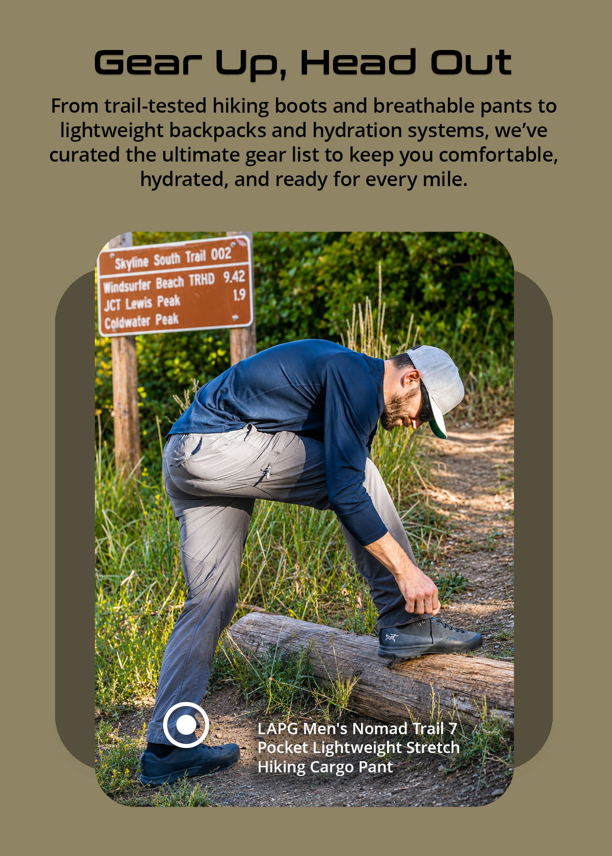 MENS NOMAD TRAIL 7 POCKET LIGHTWEIGHT STRETCH HIKING CARGO PANT