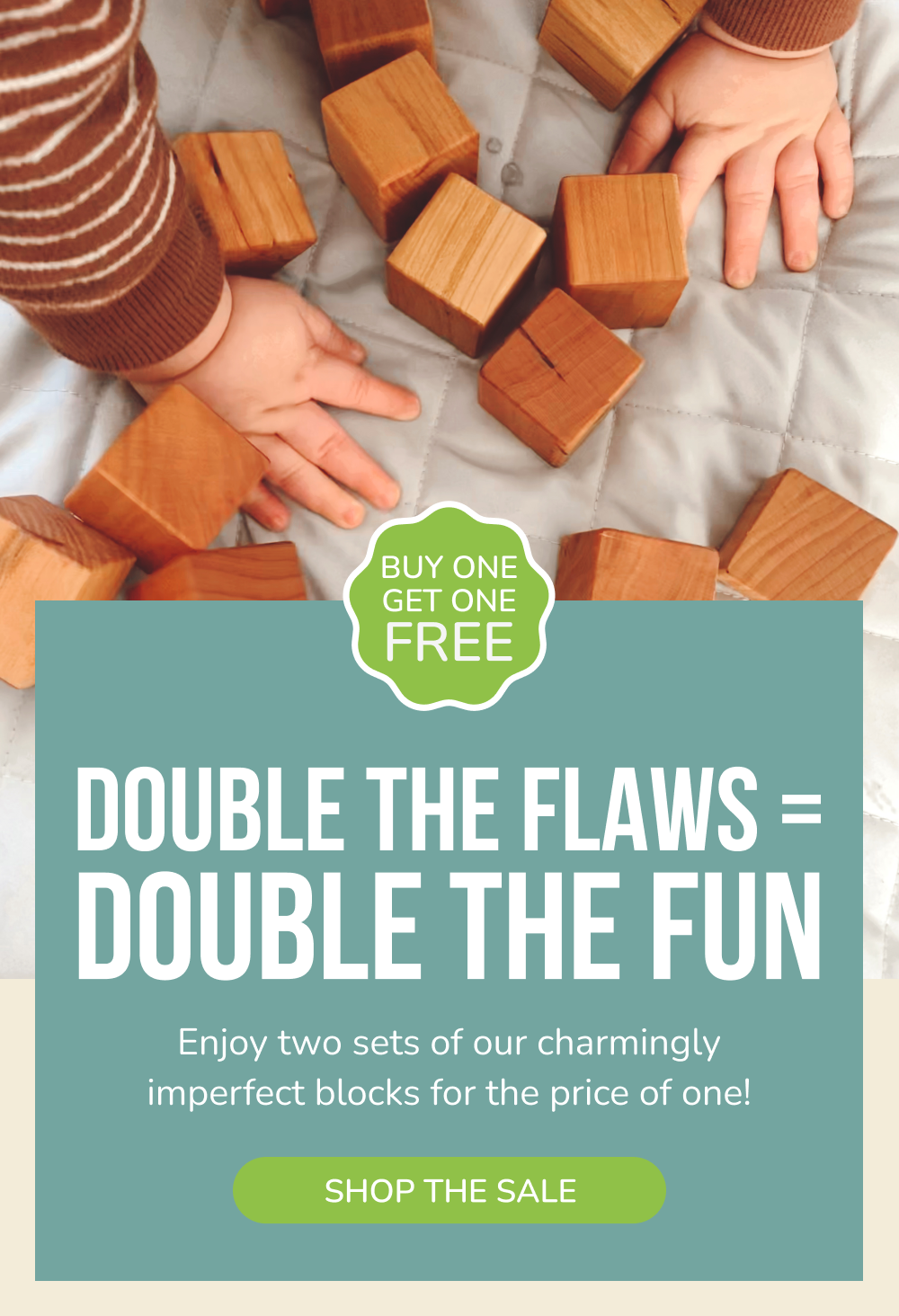These blocks are flawesome. Because perfect is so overrated. Enjoy 50% off your set of imperfect blocks!