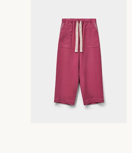 Della wide leg cotton twill trousers