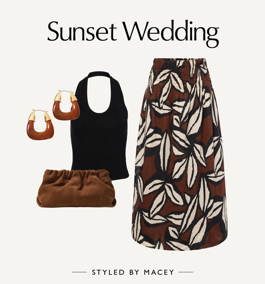 Sunset wedding styled by Macey. Image of cutouts of themebox looks.