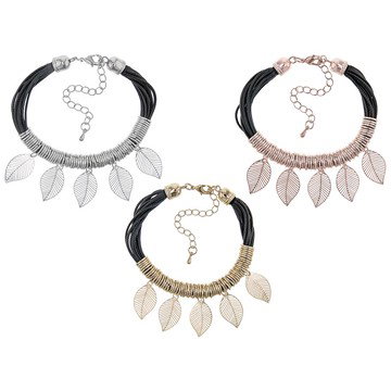 Tri-Tone Leaf Station Set of 3 Bracelets