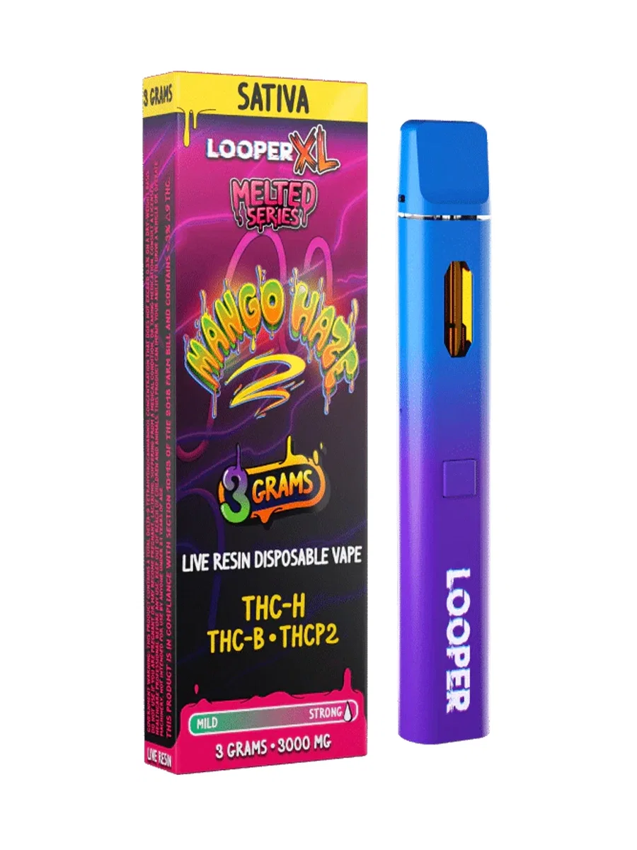 Image of Mango Haze Looper XL Melted Series THC-H+THC-B+THCP2 Live Resin Disposable Vape 3G