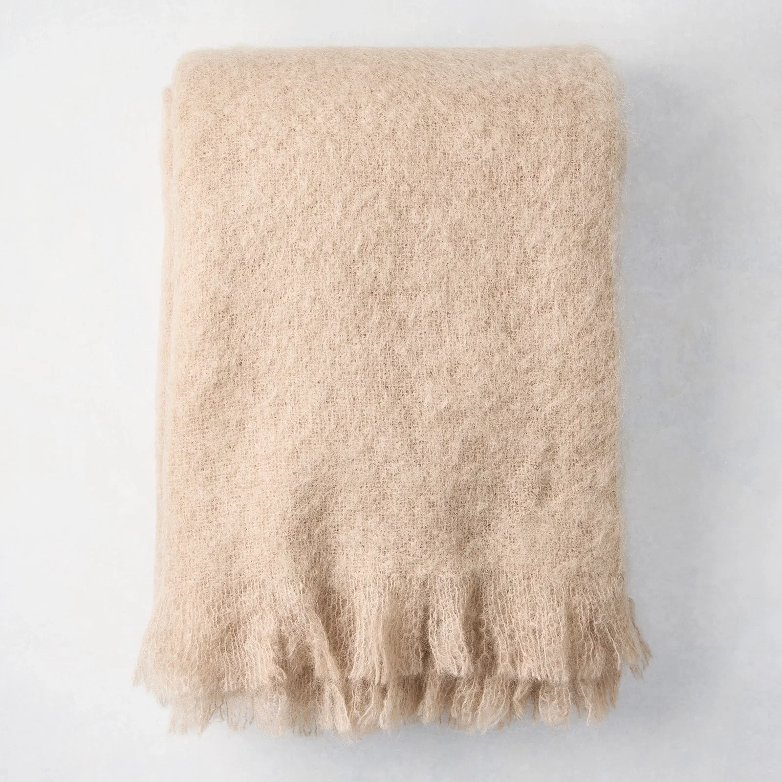 Image of Flax Beige Mohair Throw Blanket
