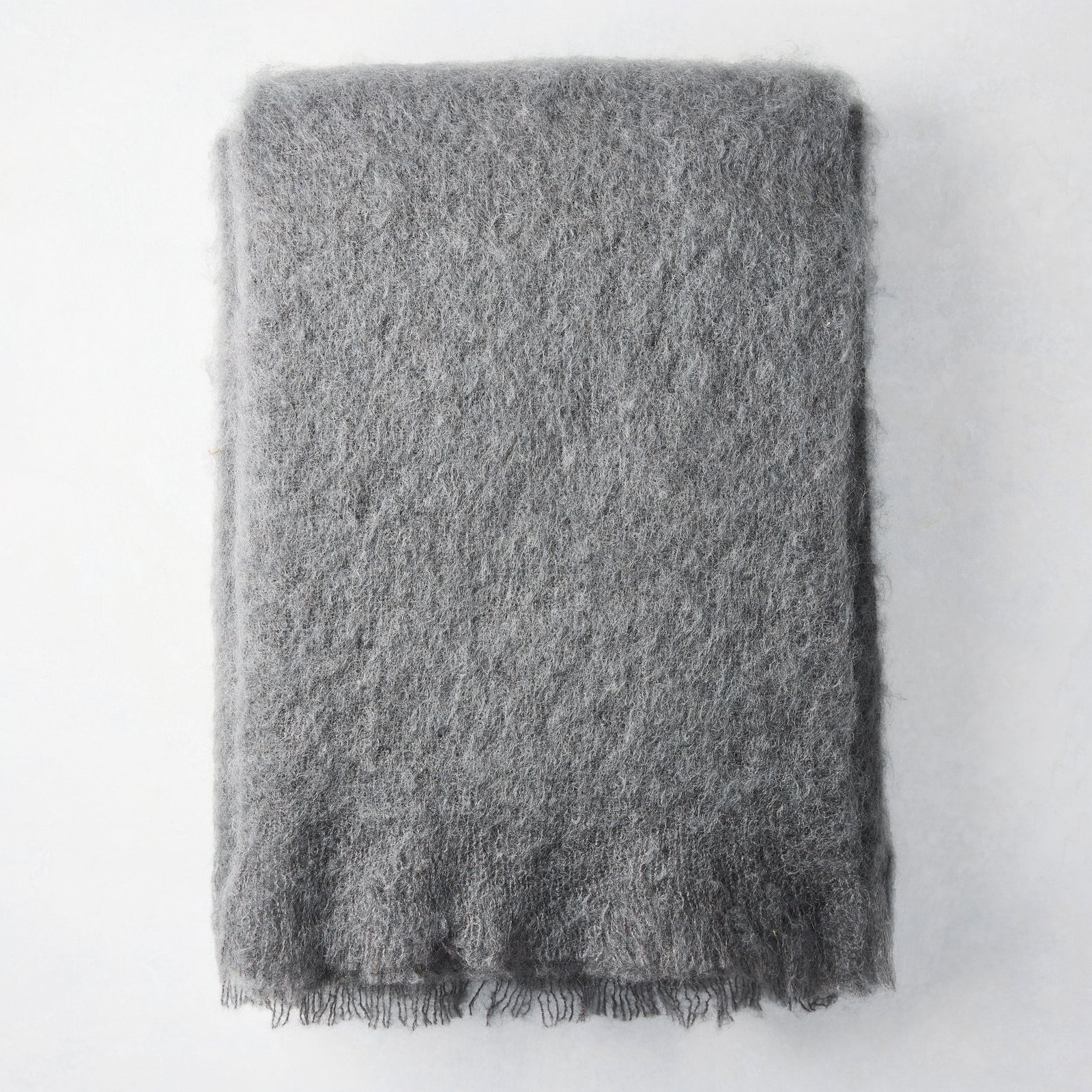 Image of Slate Grey Mohair Throw Blanket