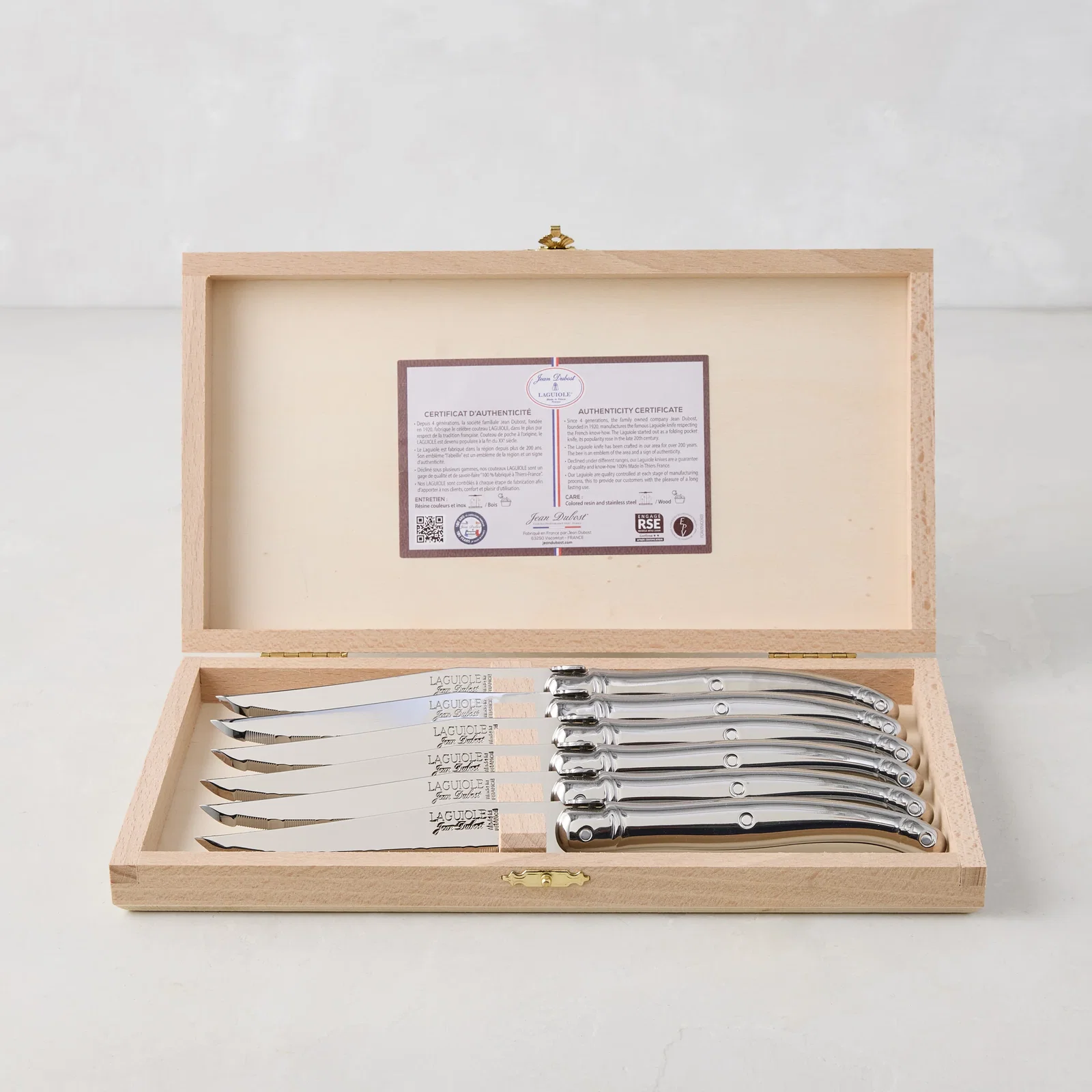 Image of Jean Dubost Laguiole Stainless Steel Table Knives, Set of 6