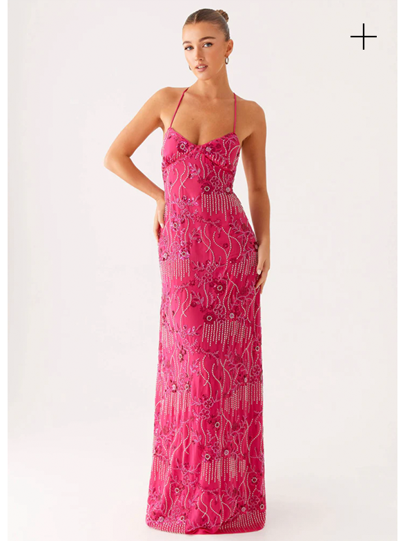 Vietta Sequin Cami Maxi Dress — Fuchsia