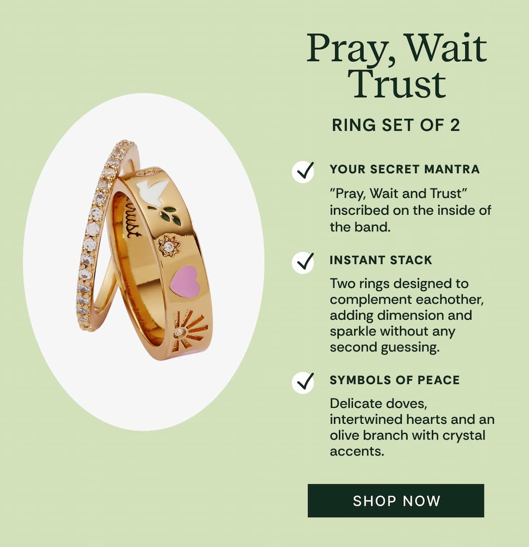 Shop 'Pray, Wait and Trust' Ring Set of 2